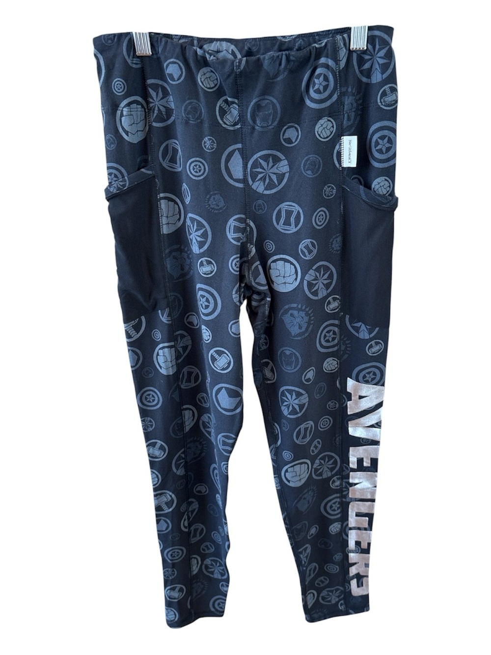 Disney Avenger Black and Gray Graphic Leggings with Side Pockets